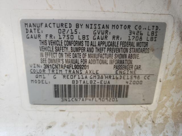 Photo 9 VIN: 3N1CN7AP4FL909201 - NISSAN VERSA S 