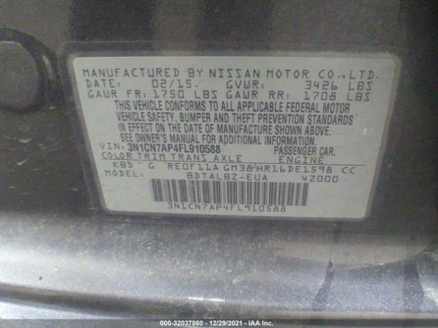 Photo 8 VIN: 3N1CN7AP4FL910588 - NISSAN VERSA 