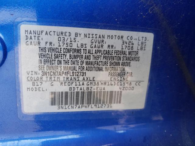 Photo 9 VIN: 3N1CN7AP4FL912731 - NISSAN VERSA S 