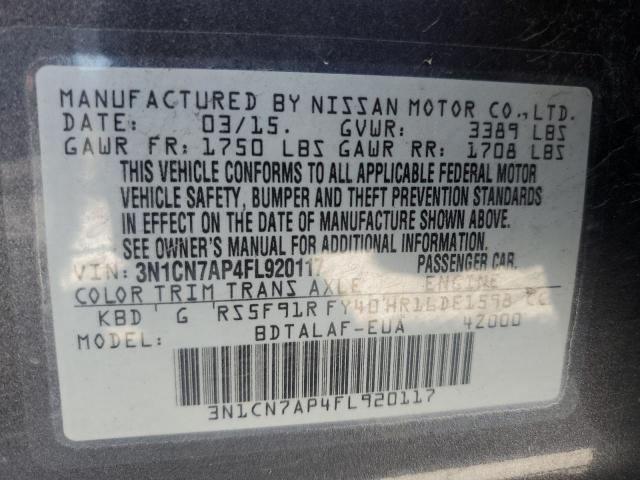 Photo 11 VIN: 3N1CN7AP4FL920117 - NISSAN VERSA S 