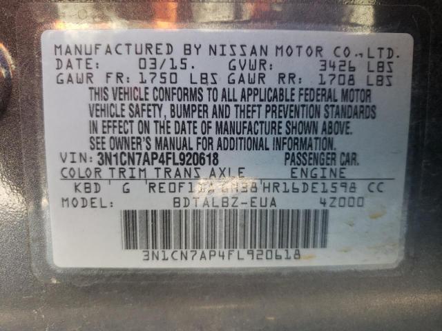 Photo 9 VIN: 3N1CN7AP4FL920618 - NISSAN VERSA S 