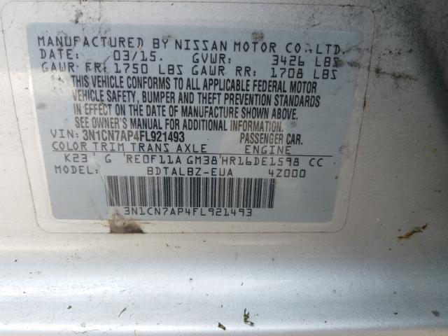 Photo 9 VIN: 3N1CN7AP4FL921493 - NISSAN VERSA S 