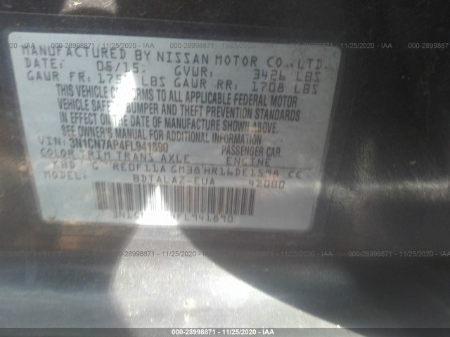 Photo 8 VIN: 3N1CN7AP4FL941890 - NISSAN VERSA 