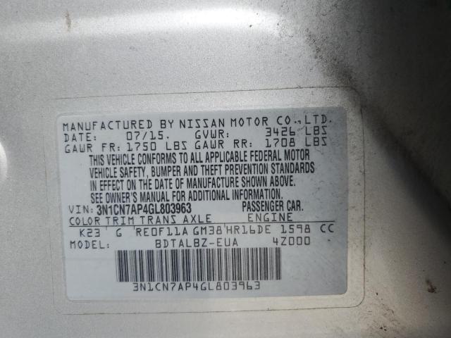 Photo 11 VIN: 3N1CN7AP4GL803963 - NISSAN VERSA S 