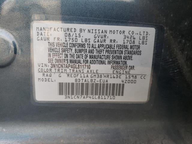 Photo 11 VIN: 3N1CN7AP4GL811710 - NISSAN VERSA S 