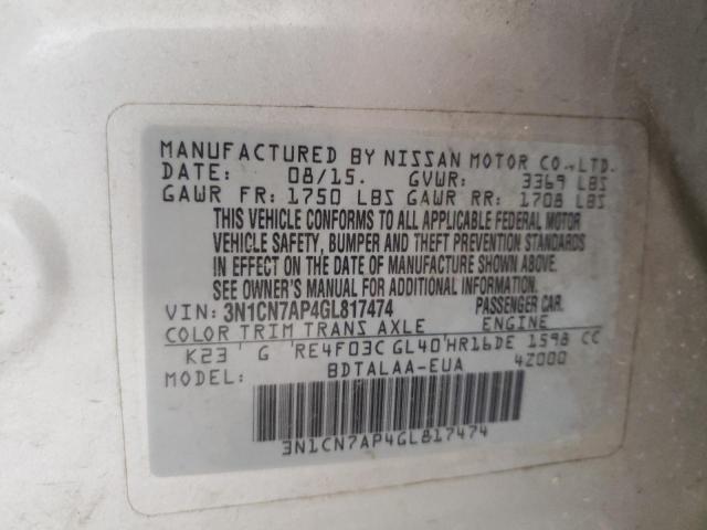 Photo 9 VIN: 3N1CN7AP4GL817474 - NISSAN VERSA S 