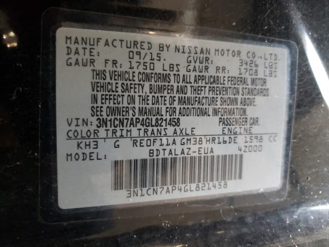 Photo 9 VIN: 3N1CN7AP4GL821458 - NISSAN VERSA S 