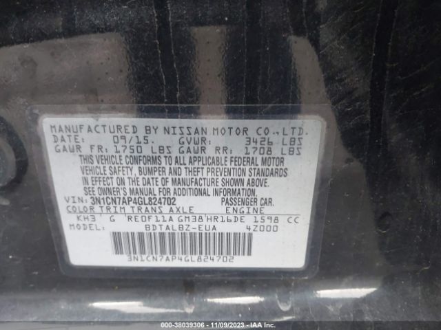 Photo 8 VIN: 3N1CN7AP4GL824702 - NISSAN VERSA 