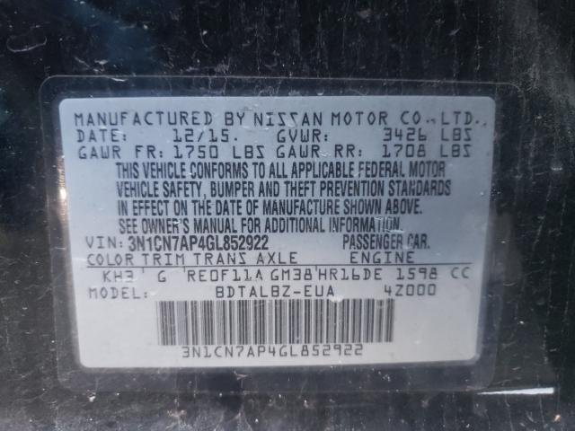 Photo 9 VIN: 3N1CN7AP4GL852922 - NISSAN VERSA S 