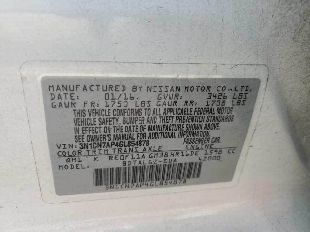 Photo 11 VIN: 3N1CN7AP4GL854878 - NISSAN VERSA S 