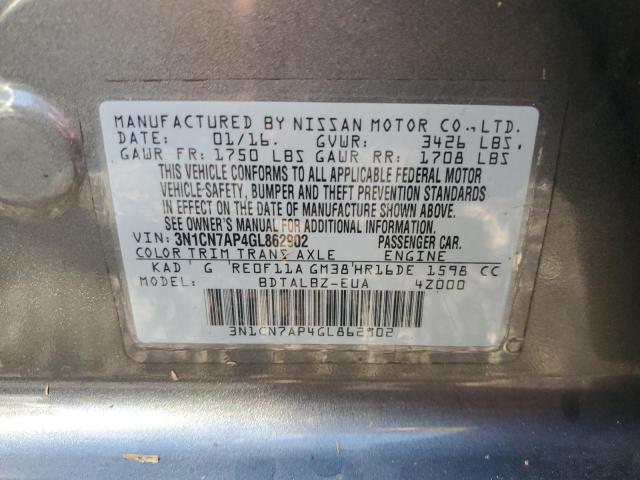 Photo 12 VIN: 3N1CN7AP4GL862902 - NISSAN VERSA S 