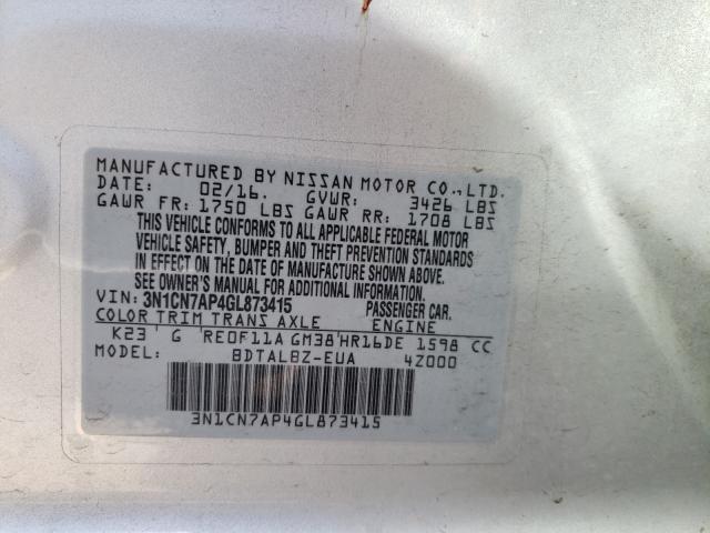 Photo 9 VIN: 3N1CN7AP4GL873415 - NISSAN VERSA S 