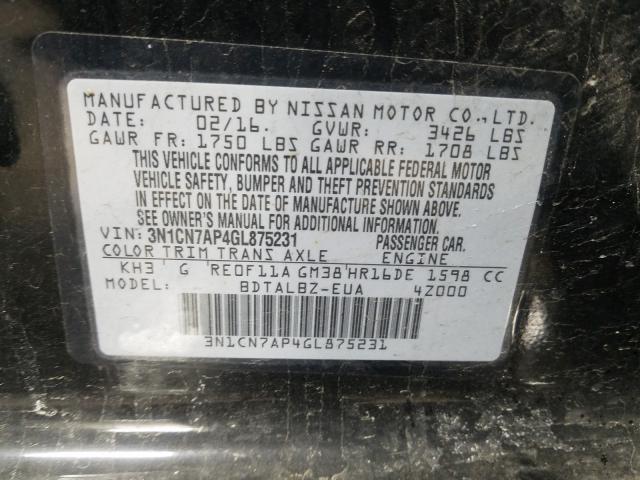 Photo 9 VIN: 3N1CN7AP4GL875231 - NISSAN VERSA S 