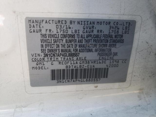 Photo 11 VIN: 3N1CN7AP4GL880557 - NISSAN VERSA 