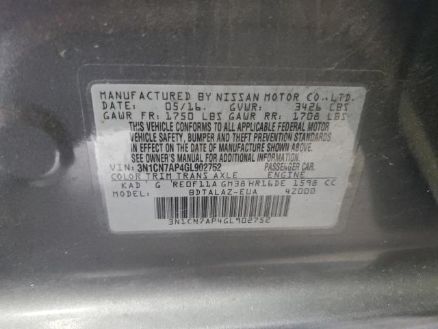 Photo 12 VIN: 3N1CN7AP4GL902752 - NISSAN VERSA 