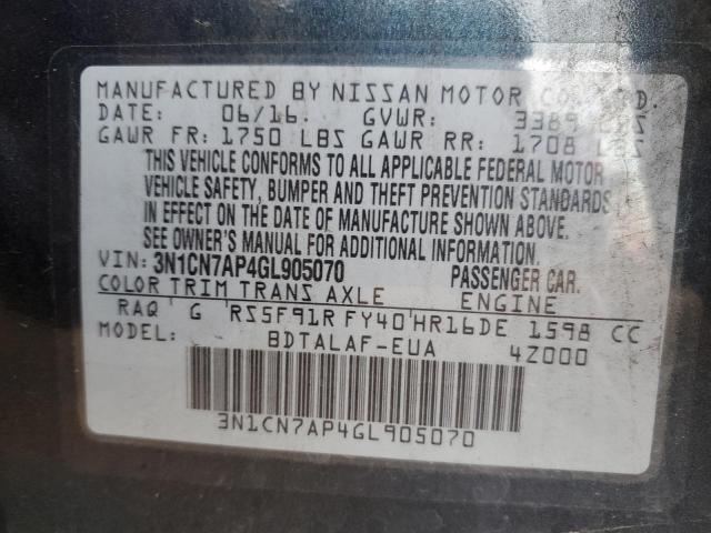 Photo 11 VIN: 3N1CN7AP4GL905070 - NISSAN VERSA S 