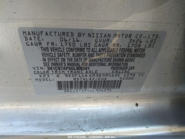 Photo 8 VIN: 3N1CN7AP4GL906591 - NISSAN VERSA 