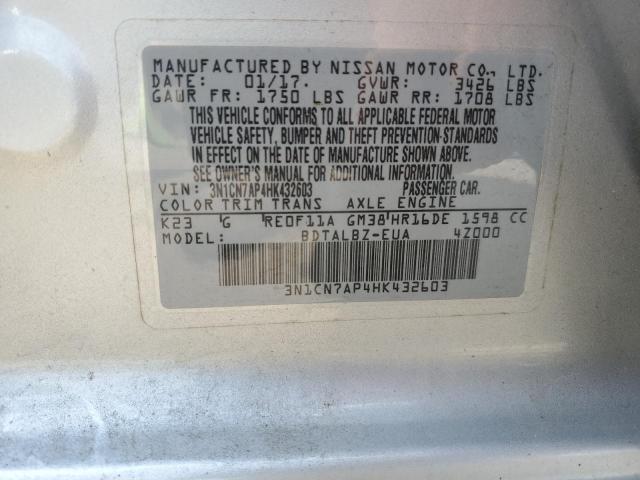 Photo 12 VIN: 3N1CN7AP4HK432603 - NISSAN VERSA S 