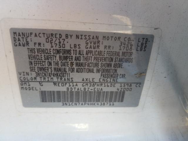 Photo 9 VIN: 3N1CN7AP4HK438711 - NISSAN VERSA S 