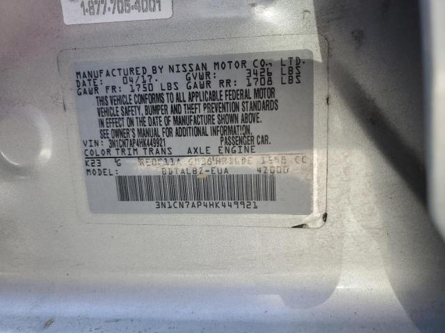 Photo 12 VIN: 3N1CN7AP4HK449921 - NISSAN VERSA S 