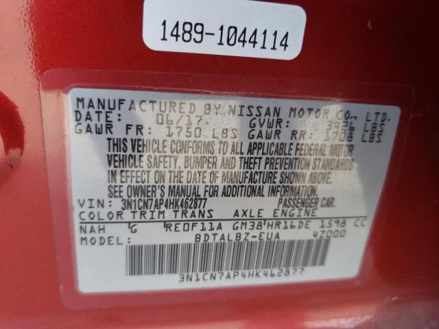 Photo 9 VIN: 3N1CN7AP4HK462877 - NISSAN VERSA S 