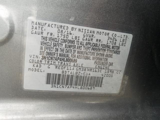 Photo 9 VIN: 3N1CN7AP4HL800689 - NISSAN VERSA S 