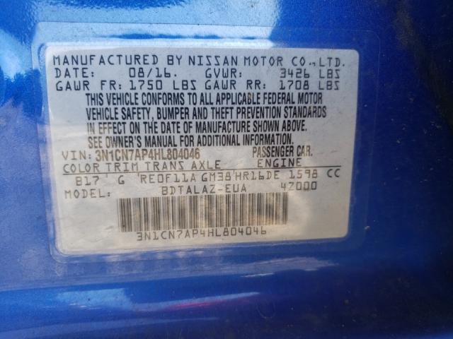 Photo 9 VIN: 3N1CN7AP4HL804046 - NISSAN VERSA S 