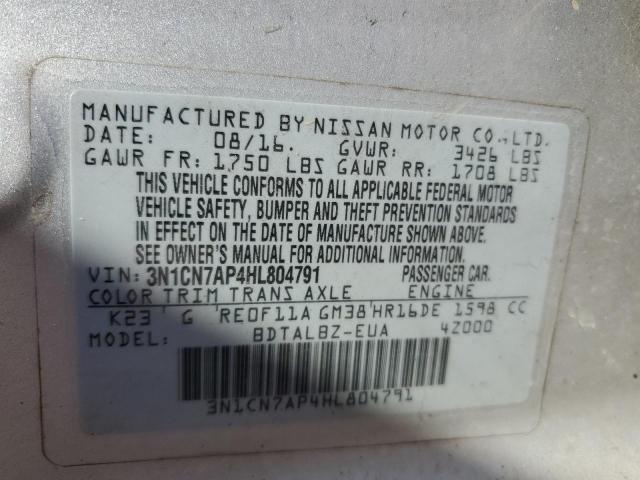 Photo 12 VIN: 3N1CN7AP4HL804791 - NISSAN VERSA 