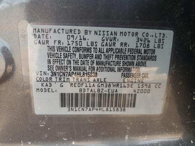 Photo 9 VIN: 3N1CN7AP4HL815838 - NISSAN VERSA S 