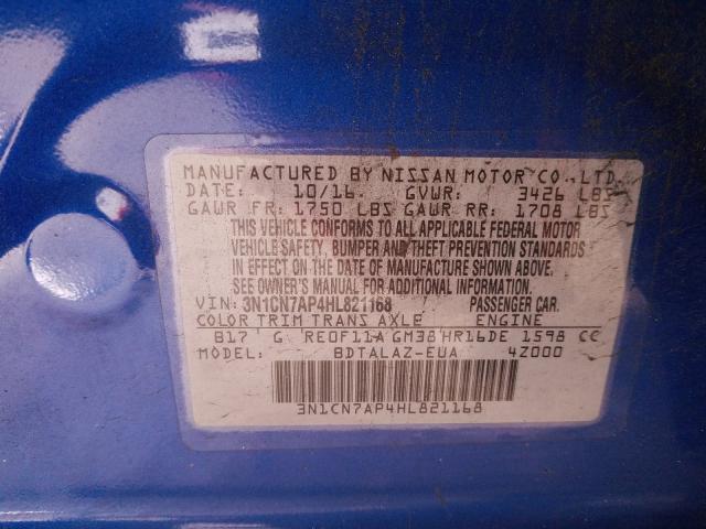 Photo 9 VIN: 3N1CN7AP4HL821168 - NISSAN VERSA 