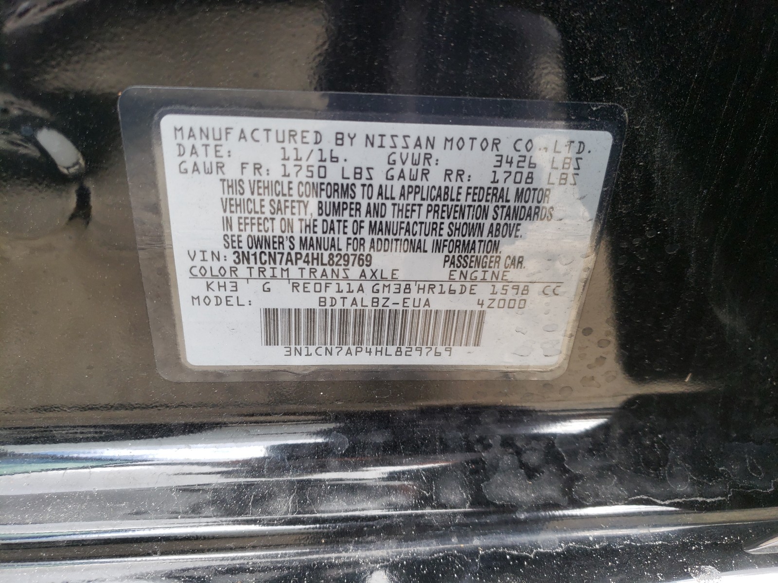 Photo 9 VIN: 3N1CN7AP4HL829769 - NISSAN VERSA S 