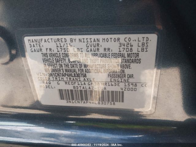 Photo 8 VIN: 3N1CN7AP4HL830758 - NISSAN VERSA 