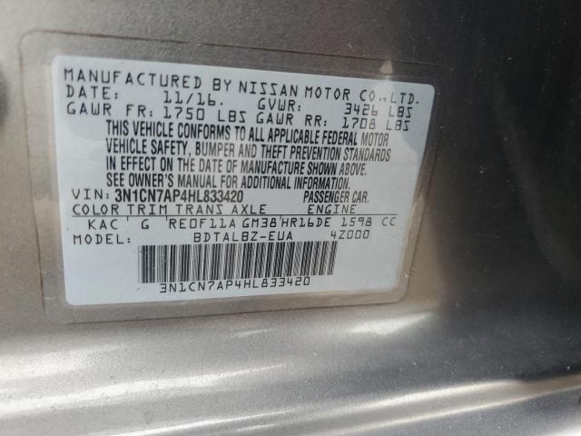 Photo 12 VIN: 3N1CN7AP4HL833420 - NISSAN VERSA S 