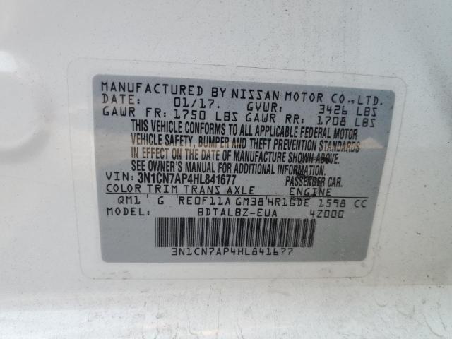 Photo 11 VIN: 3N1CN7AP4HL841677 - NISSAN VERSA S 