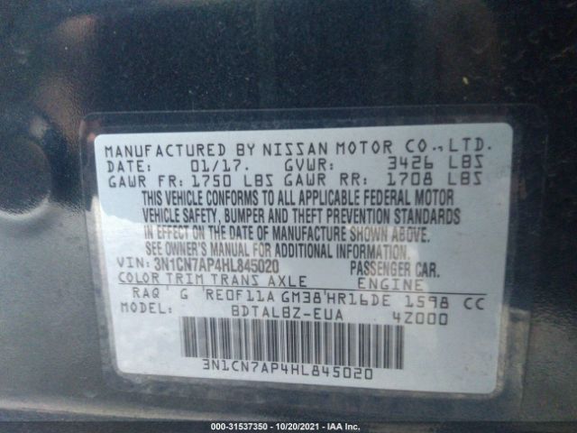 Photo 8 VIN: 3N1CN7AP4HL845020 - NISSAN VERSA SEDAN 