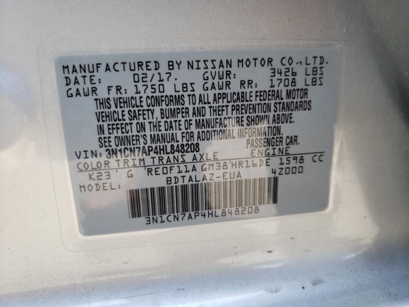 Photo 9 VIN: 3N1CN7AP4HL848208 - NISSAN VERSA S 