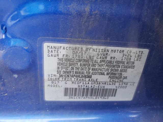 Photo 9 VIN: 3N1CN7AP4HL849360 - NISSAN VERSA S 