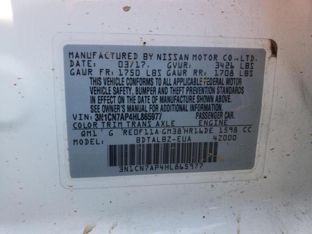 Photo 11 VIN: 3N1CN7AP4HL865977 - NISSAN VERSA S 