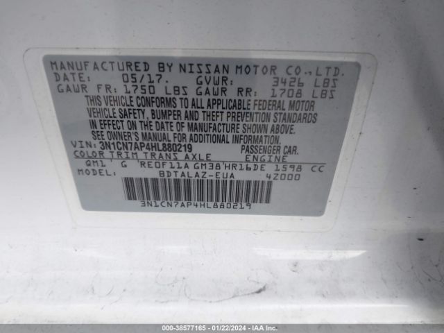 Photo 8 VIN: 3N1CN7AP4HL880219 - NISSAN VERSA 