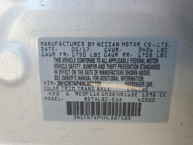 Photo 11 VIN: 3N1CN7AP4HL887185 - NISSAN VERSA 