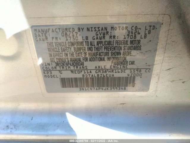 Photo 8 VIN: 3N1CN7AP4JK399348 - NISSAN VERSA SEDAN 