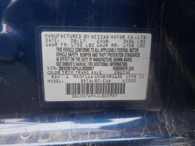 Photo 12 VIN: 3N1CN7AP4JL800987 - NISSAN VERSA S 