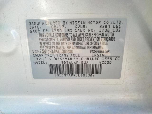 Photo 9 VIN: 3N1CN7AP4JL801086 - NISSAN VERSA S 