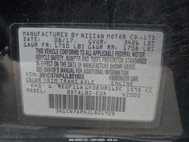 Photo 8 VIN: 3N1CN7AP4JL801928 - NISSAN VERSA 