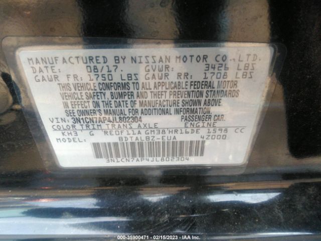 Photo 8 VIN: 3N1CN7AP4JL802304 - NISSAN VERSA 