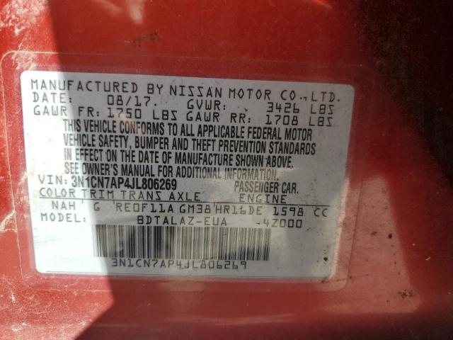 Photo 11 VIN: 3N1CN7AP4JL806269 - NISSAN VERSA S 