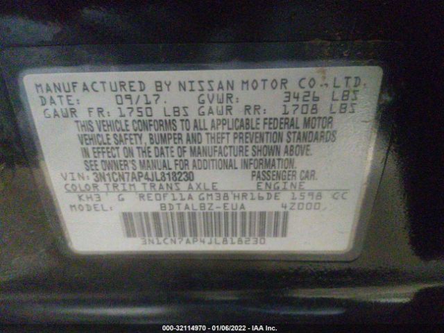 Photo 8 VIN: 3N1CN7AP4JL818230 - NISSAN VERSA SEDAN 