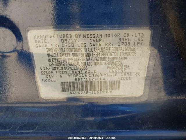 Photo 8 VIN: 3N1CN7AP4JL819068 - NISSAN VERSA 