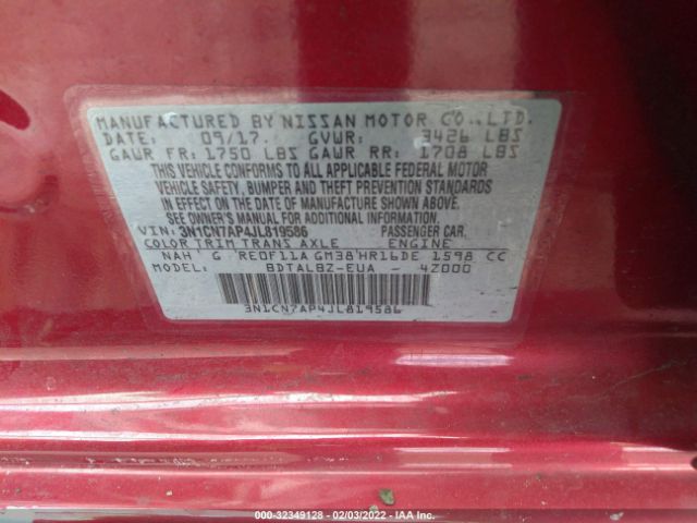 Photo 8 VIN: 3N1CN7AP4JL819586 - NISSAN VERSA SEDAN 