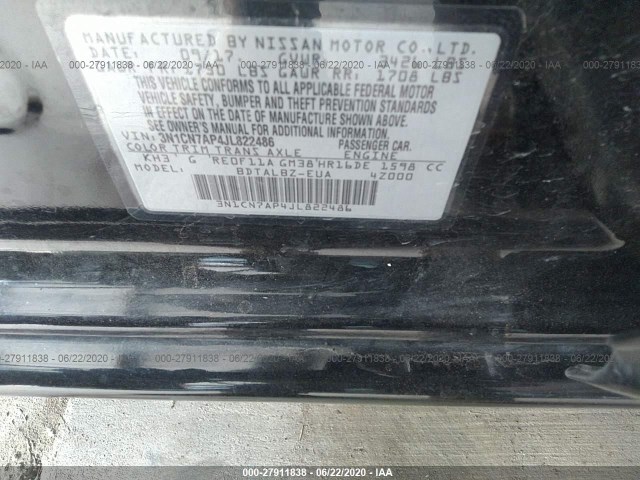 Photo 8 VIN: 3N1CN7AP4JL822486 - NISSAN VERSA SEDAN 